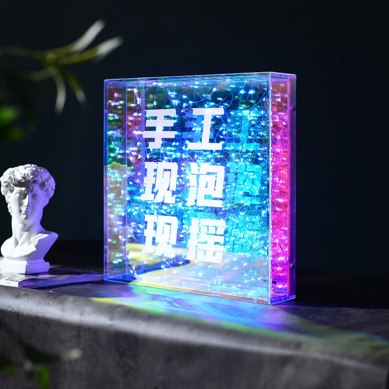 创意亚克力萤火虫灯箱发光广告牌闪闪发光的商店标志定制