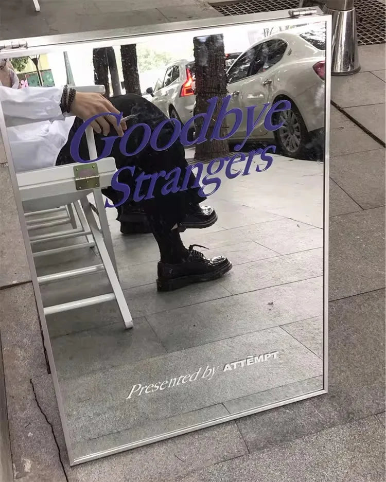 鞋店落地式双面镜展板logo广告定制