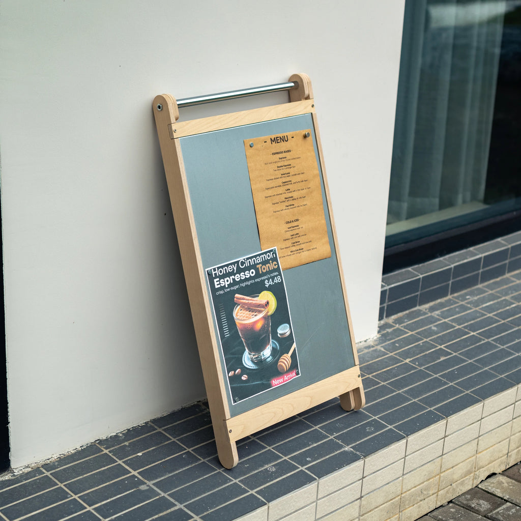 面包店、咖啡厅、户外木制A字展示牌、落地式广告展示牌定制