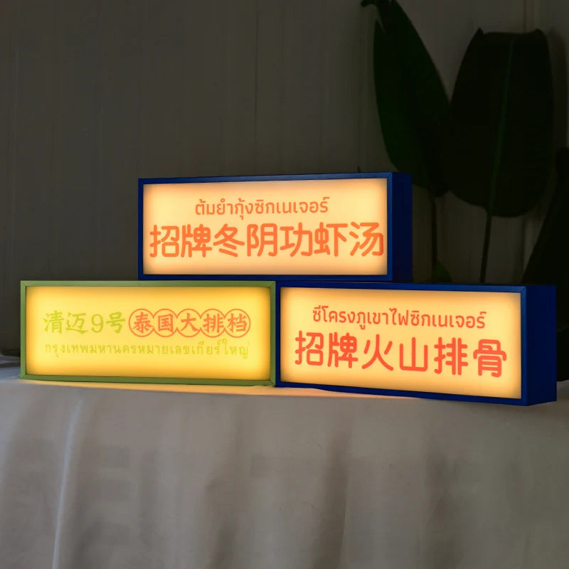 桌面灯箱，定制桌面灯箱，商店标志充电风格提示灯箱，可拆卸和可更换面板