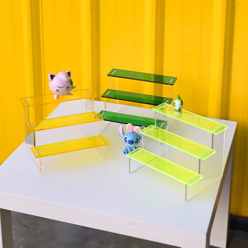 荧光绿色亚克力玩具展示架组装桌面展示平台DIY组装