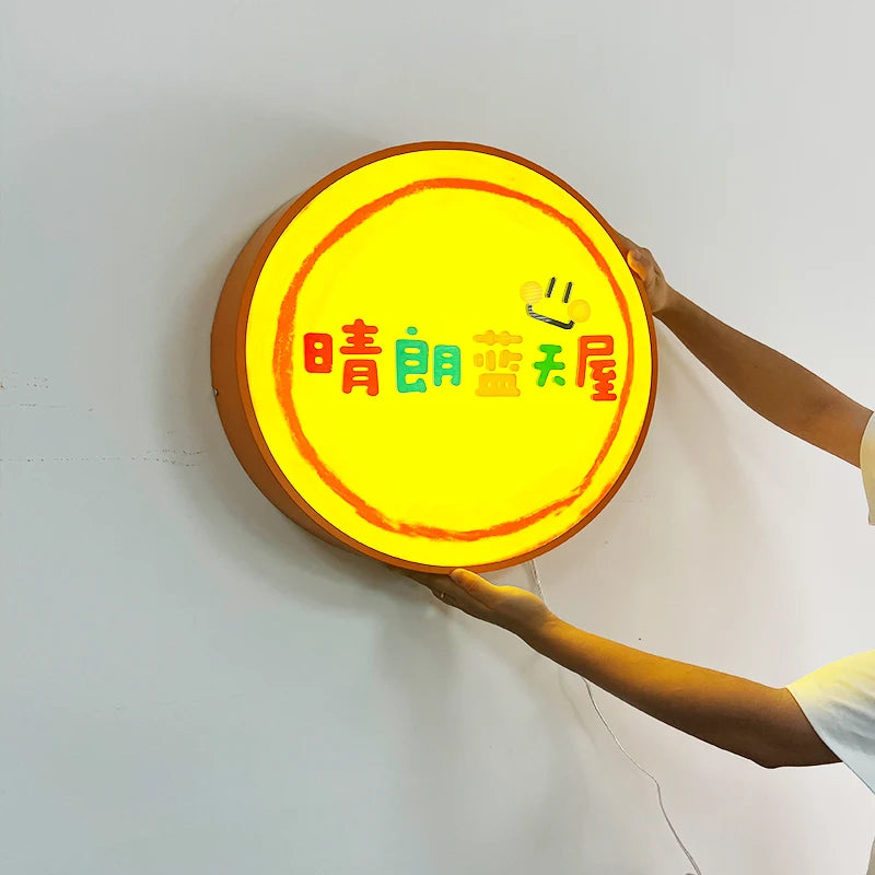 商用Logo不锈钢背挂圆形灯箱Logo广告Logo定制