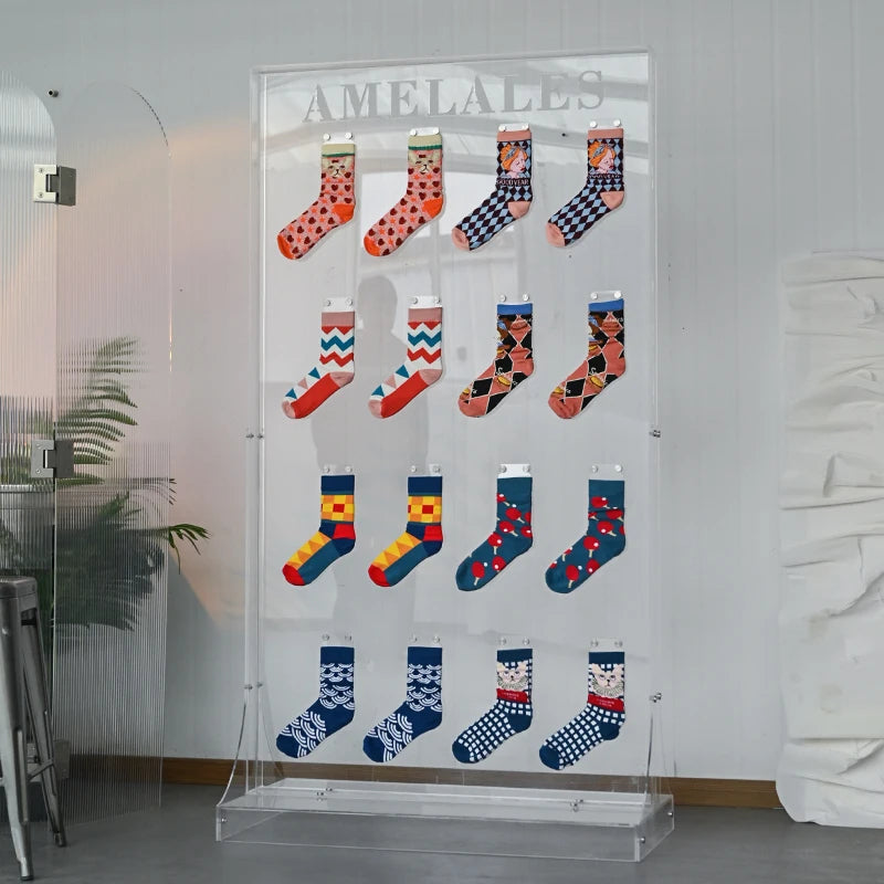 服装店，鞋店，袜架，透明亚克力挂板，落地展示道具定制