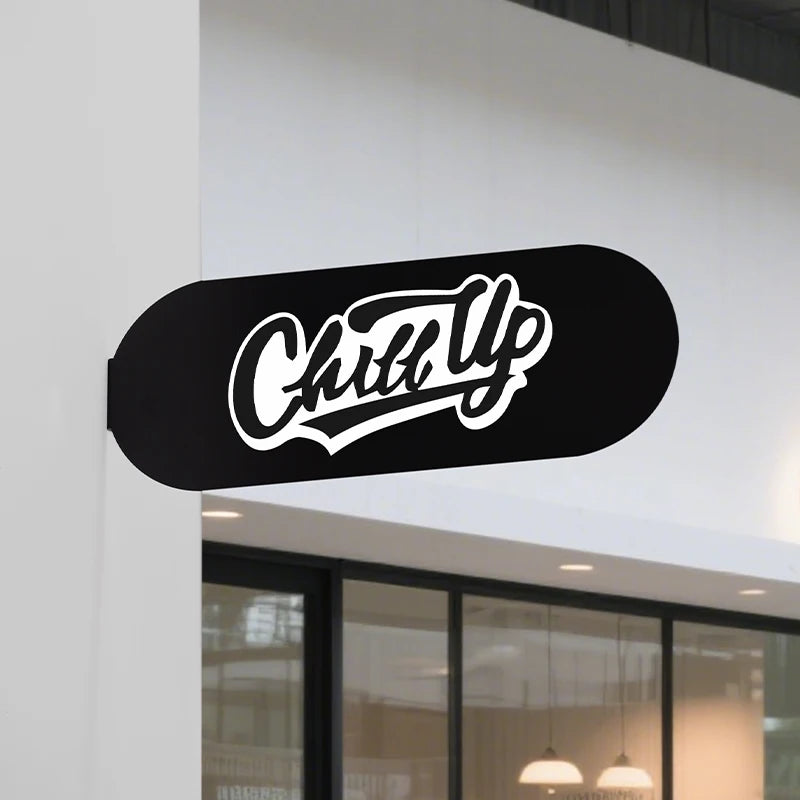 咖啡店商业logo广告40X15CM双面侧挂门板定制