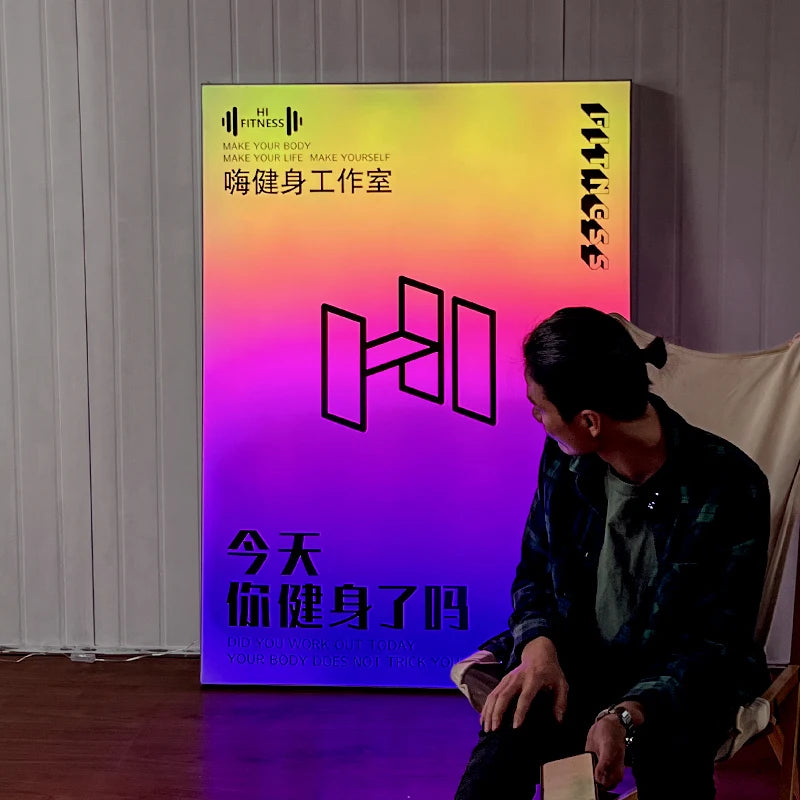 时尚方形软膜广告灯箱，带移动遥控器 & 动态RGB定制