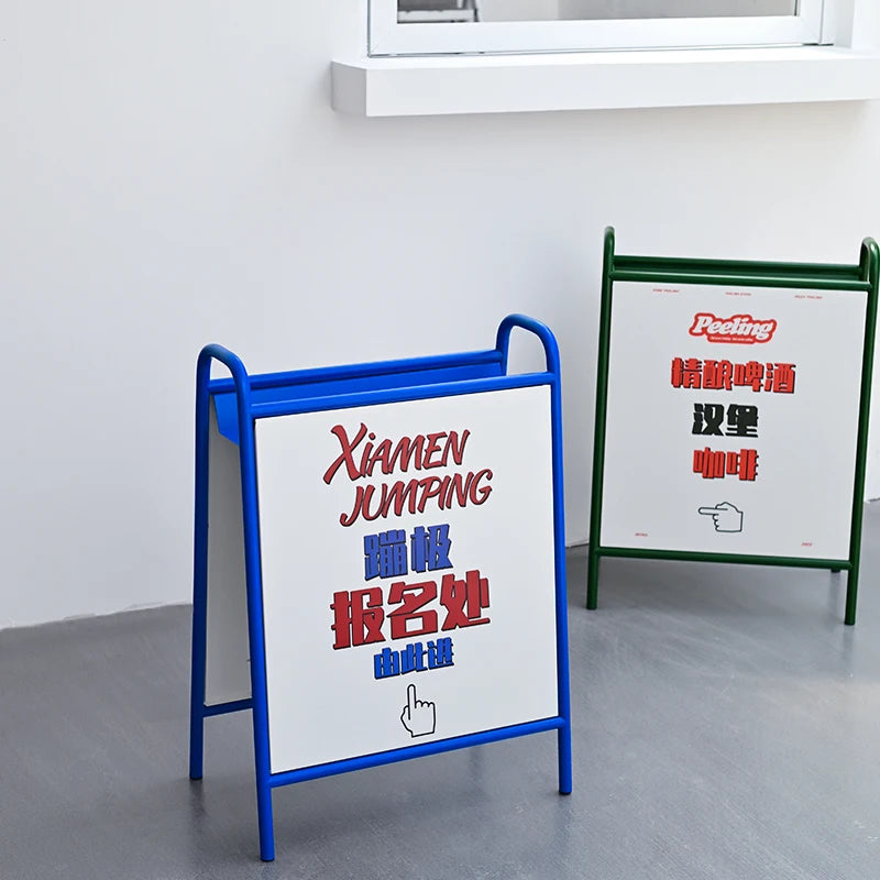 互联网名家咖啡店户外防雨双面落地式展示板