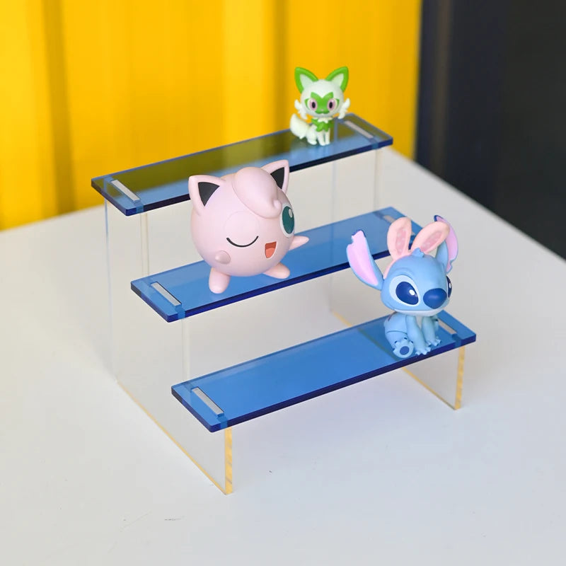 天蓝色亚克力玩具展示架组装桌面展示平台DIY组装