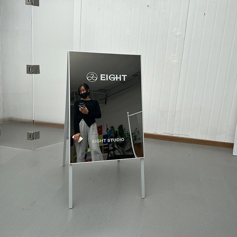 服装店落地式双面镜展板logo广告定制