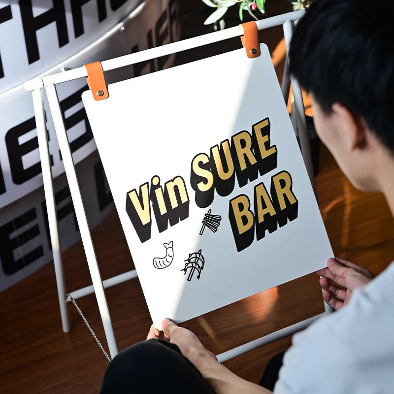 落地折叠广告牌，用于商店设计的定制金属框架标志，广告展示架