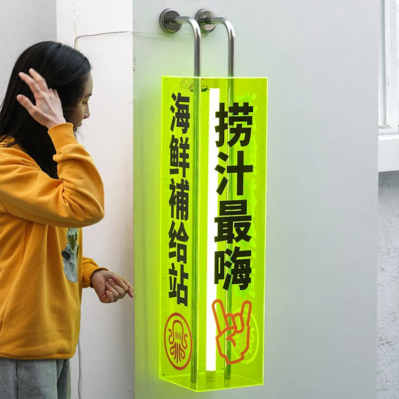 L型亚克力灯箱招牌侧挂广告牌定制多面展示店招牌