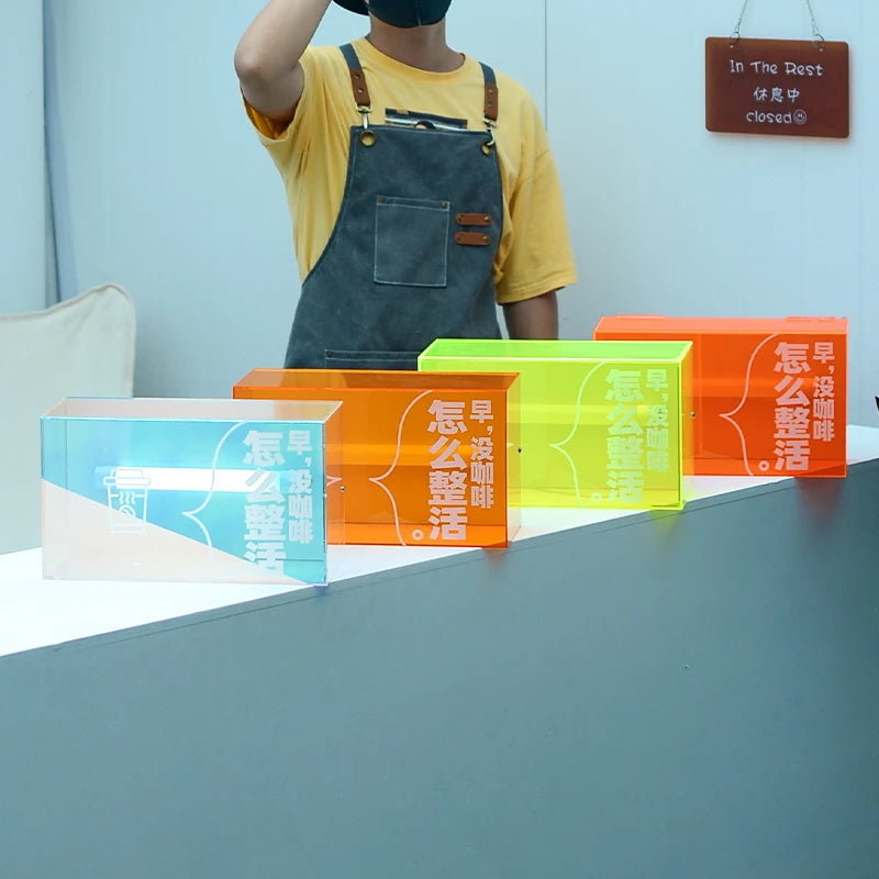 餐厅，咖啡店，服装店，壁挂式透明亚克力灯箱定制