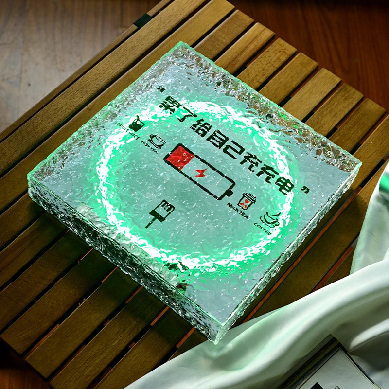 石材纹理亚克力灯箱创意圈彩色发光二极管照明标牌店铺标牌定制