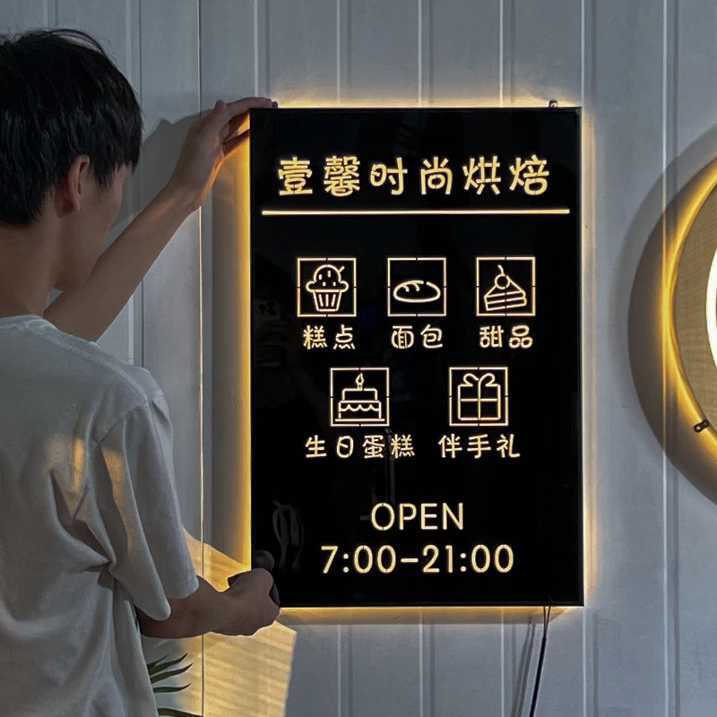 照明不锈钢镂空亚克力定制咖啡店灯箱背光门牌