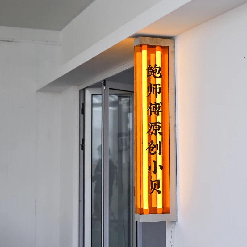 侧挂式双面透明橙色亚克力灯箱3D亚克力立体文字内容定制