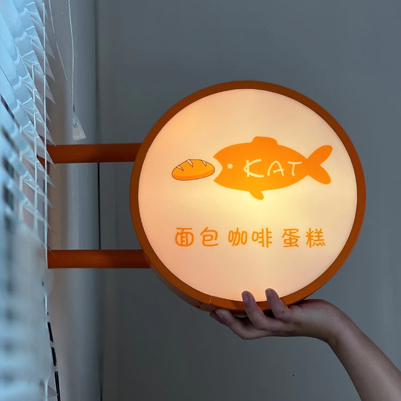 彩色侧装圆形灯箱双面照明标志壁挂式广告牌亚克力灯箱广告箱