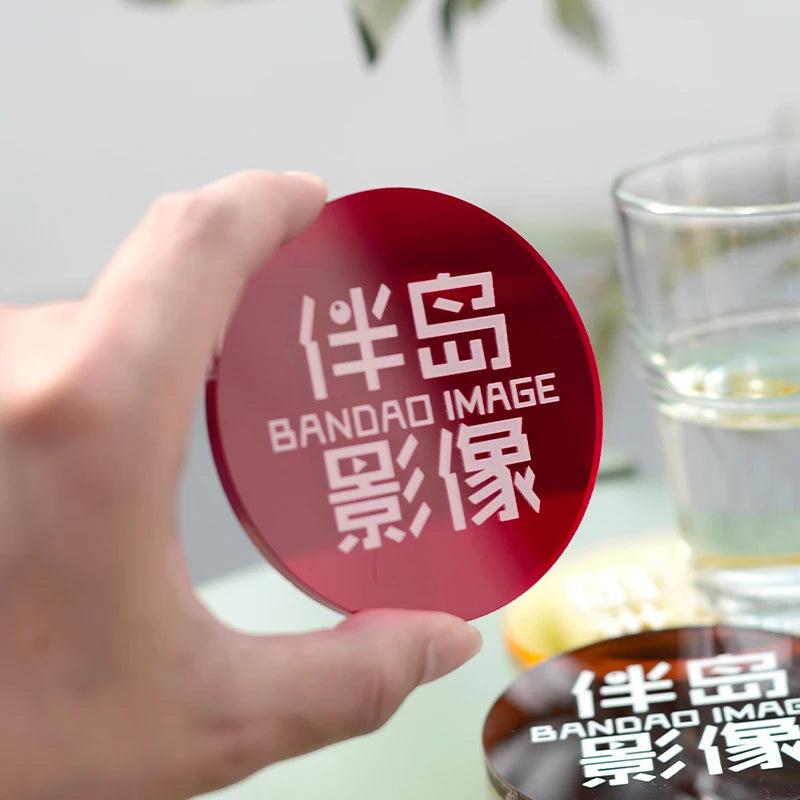 彩色丙烯酸杯垫定制，酒吧客人杯垫，咖啡店标志定制，彩色透明
