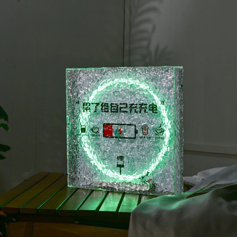 石材纹理亚克力灯箱创意圈彩色发光二极管照明标牌店铺标牌定制
