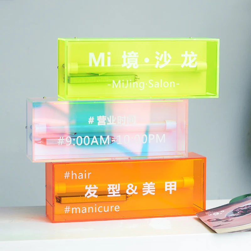 餐厅，咖啡店，服装店，壁挂式透明亚克力灯箱定制