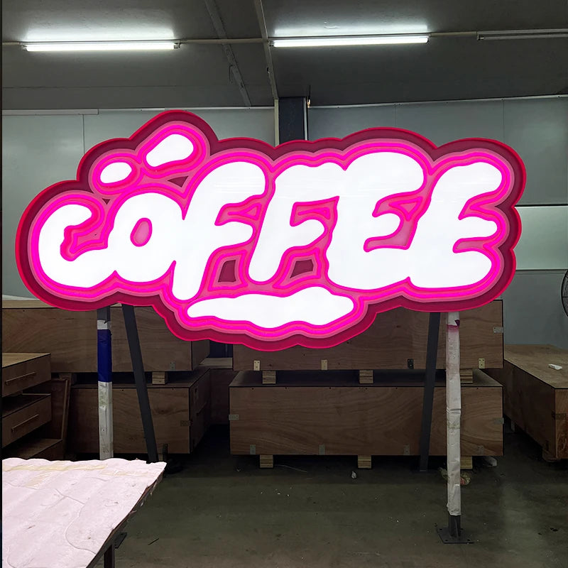 咖啡厅大型户外落地天花板创意广告发光字母logo广告logo定制