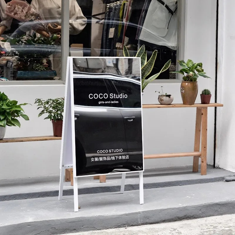 服装店落地式双面镜展板logo广告定制