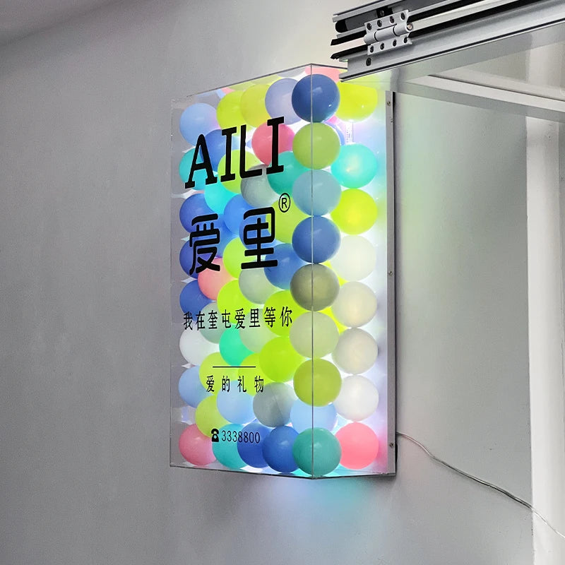 泡泡球灯箱广告牌定制彩色海洋球创意透明亚克力标牌