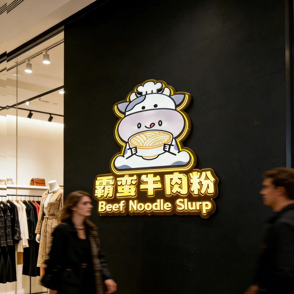 商店内部背景墙装饰亚克力迷你发光字母广告标识定制