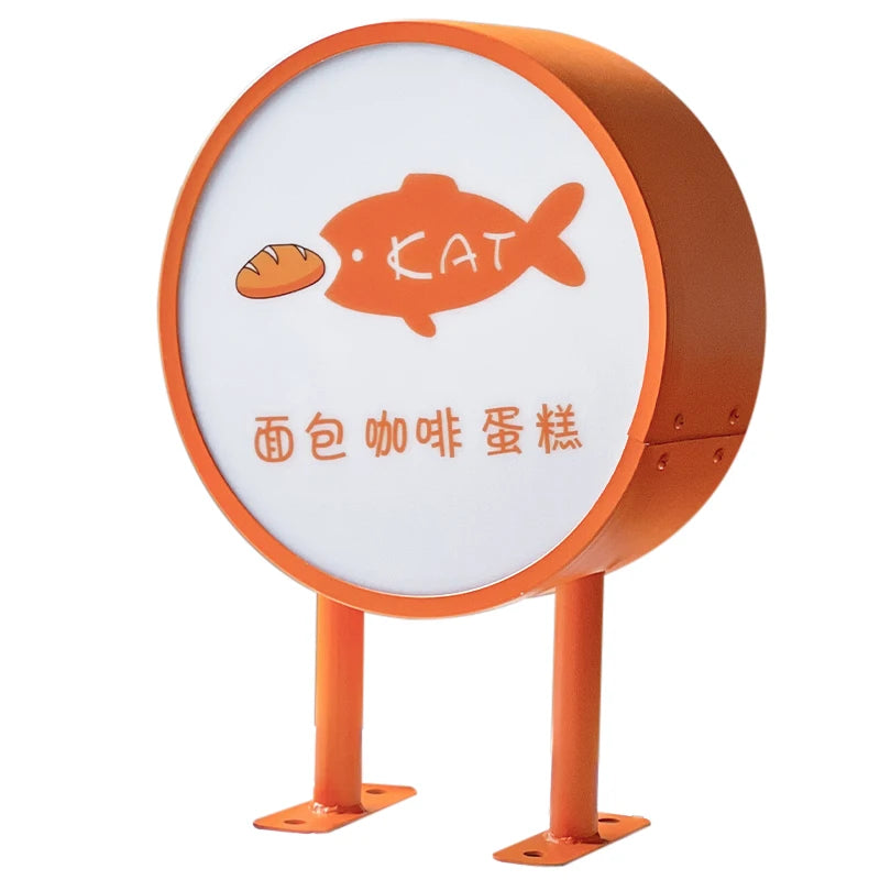彩色侧装圆形灯箱双面照明标志壁挂式广告牌亚克力灯箱广告箱