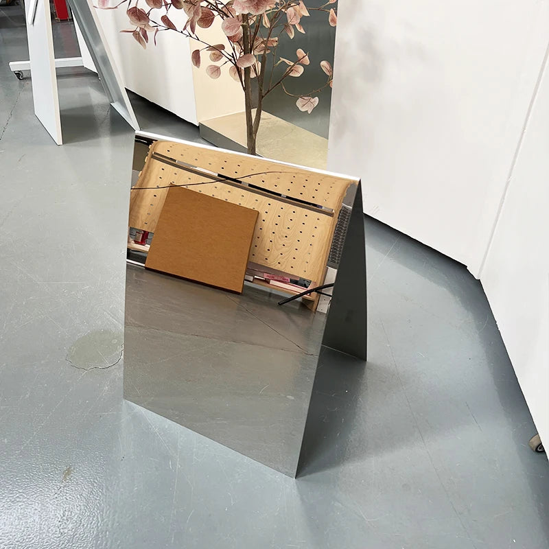 定制60X40CM镜面不锈钢一体式双面A板地板展示板