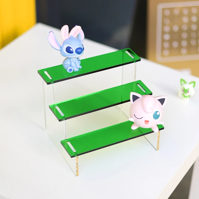 绿色亚克力玩具展示架半透明翡翠绿色组装桌面展示平台DIY组装