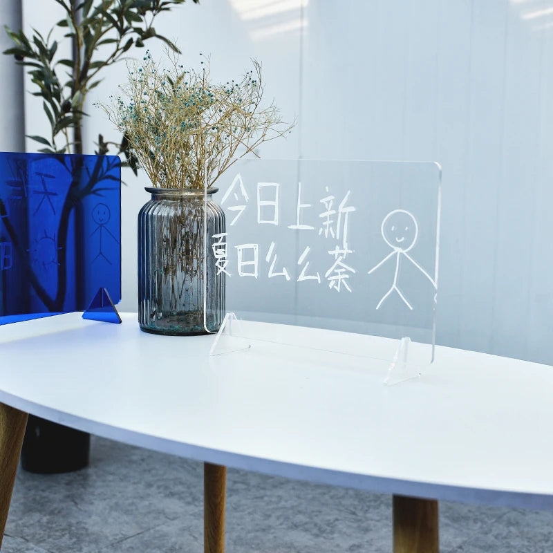 桌面亚克力手写板、留言板、记字板、带白板笔的可擦书写板