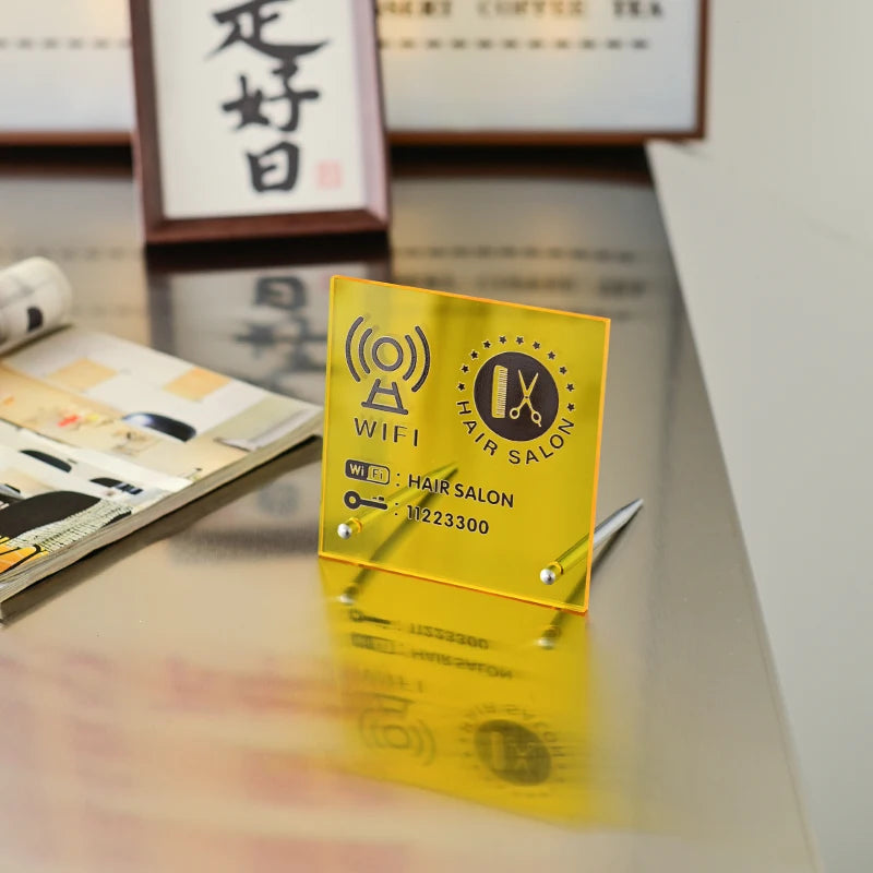 亚克力桌面招牌价格WIFI提醒温馨提醒招牌定制