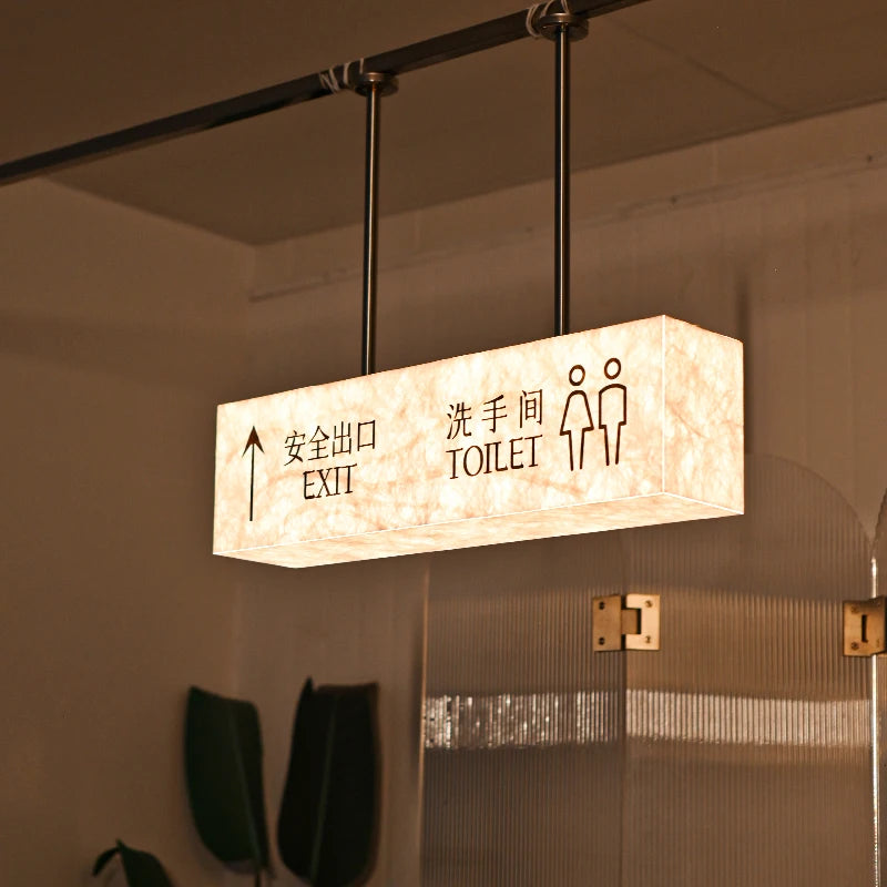 悬挂杜邦纸纹理灯箱照明亚克力广告牌定制复古风格悬挂安装