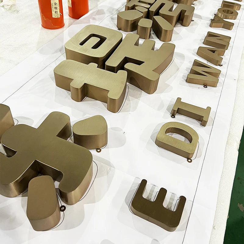 不发光不锈钢三维镂空字母3D广告logo定制