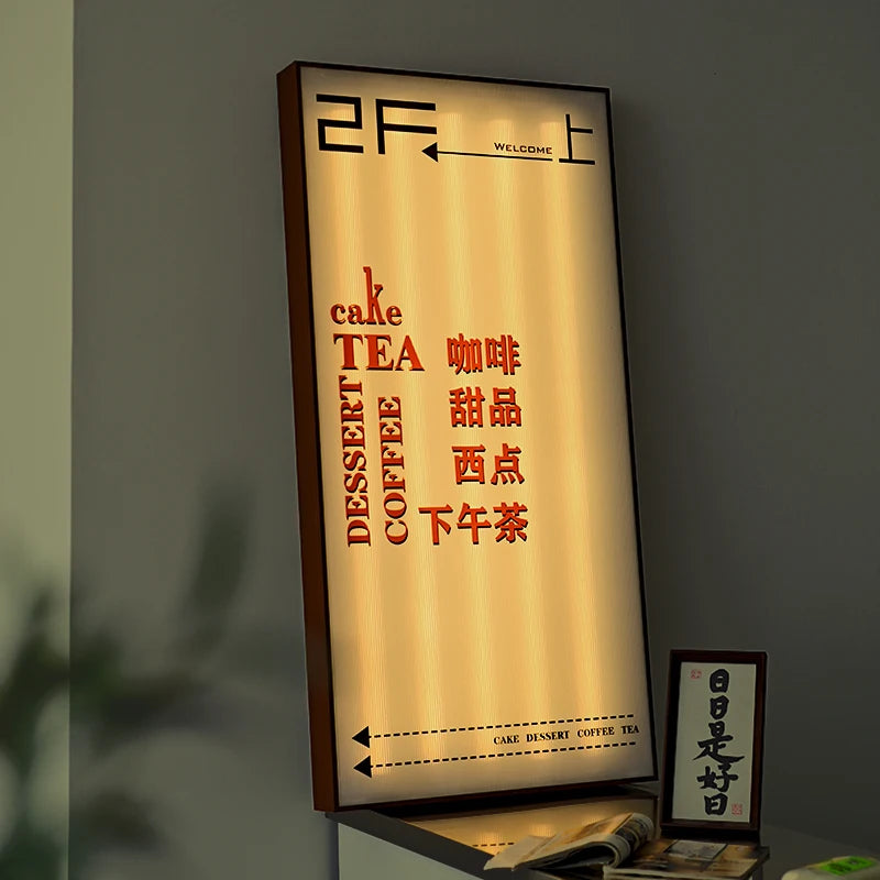 定制商店/餐厅/小吃店/咖啡店店面亚克力灯箱，复古大气发光二极管照明标志