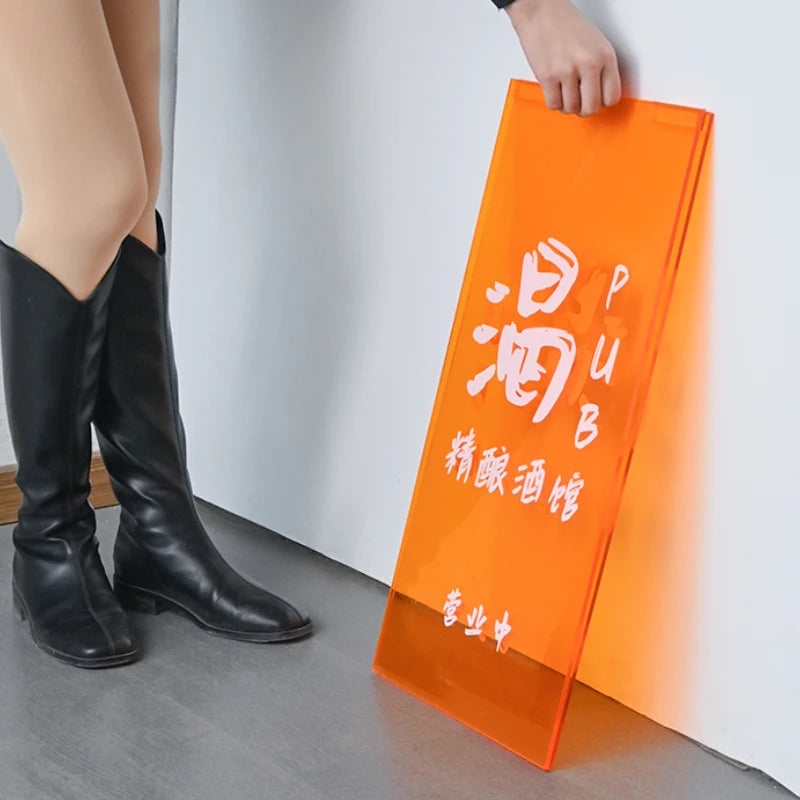 彩色亚克力a型落地式站立标志外站立标志彩色商店亚克力标志