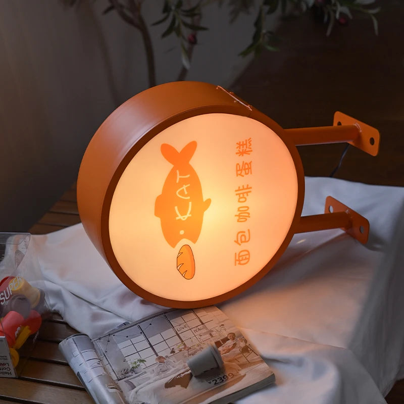 圆形金属标志灯箱，户外发光二极管标志商店标志商业标志发光二极管标志