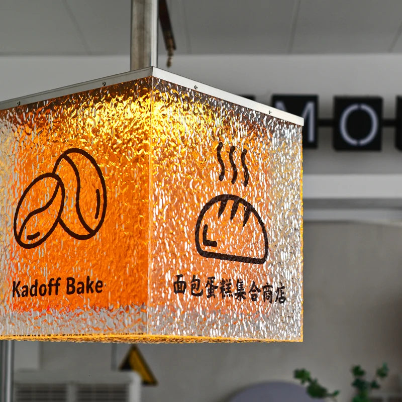双层石材图案亚克力旋转灯箱彩色照明标牌店铺酒吧装饰灯箱