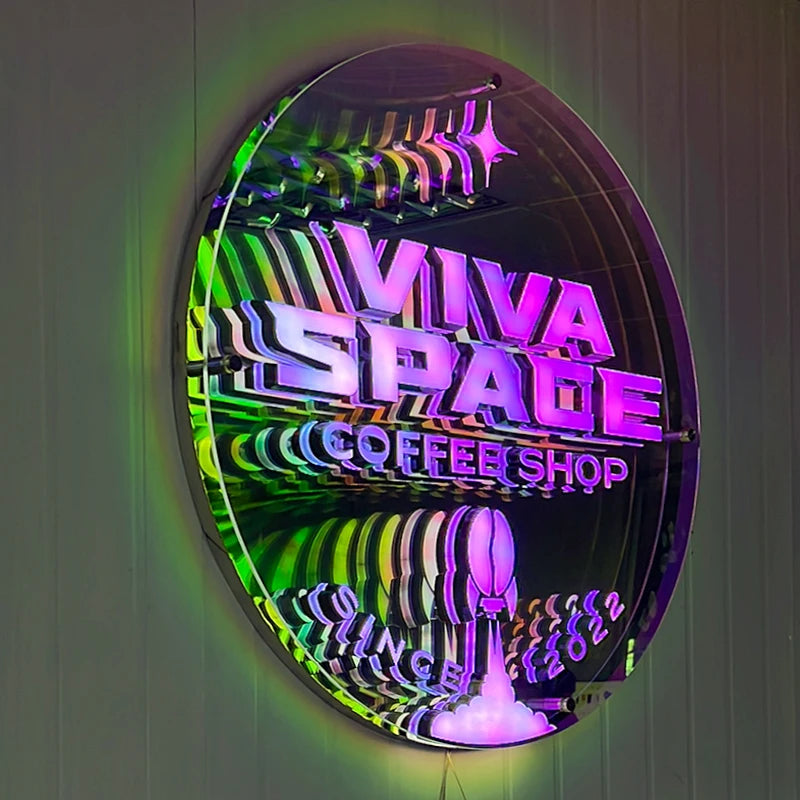 异形千层深渊灯箱广告的深渊镜亚克力灯箱墙上的字母logo