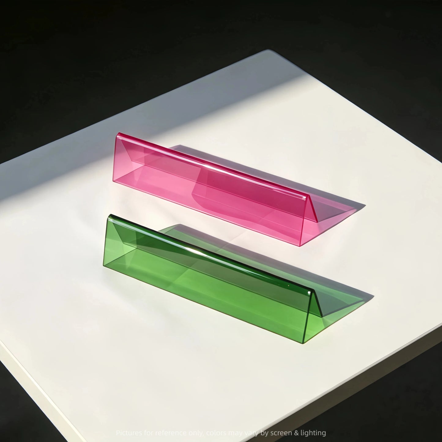 绿色透明亚克力桌面立式标识牌，定制彩色亚克力A型展示架