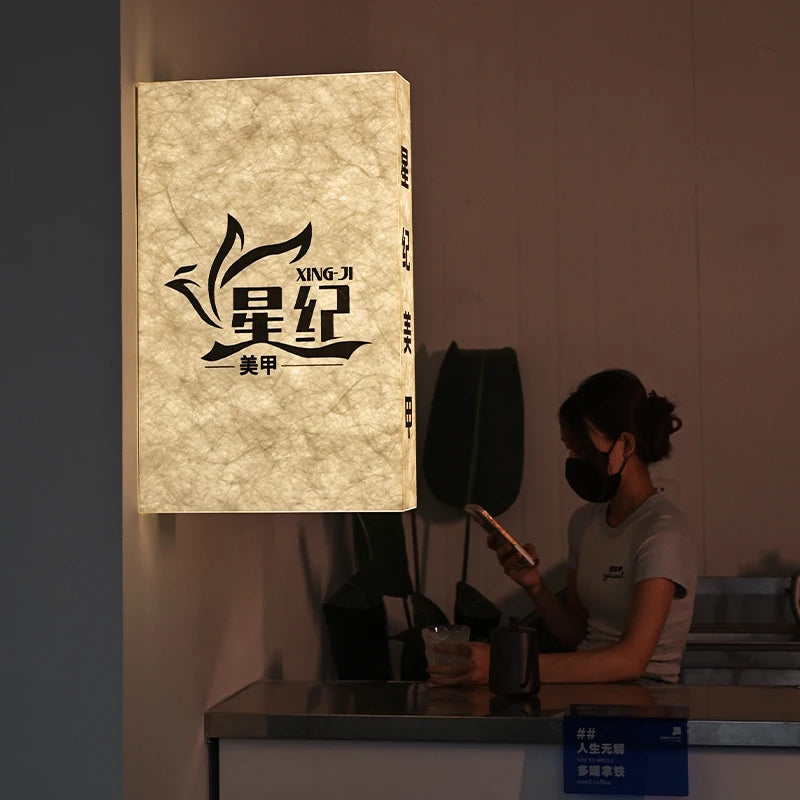杜邦纸纹理灯箱定制复古风格侧装照明亚克力广告牌