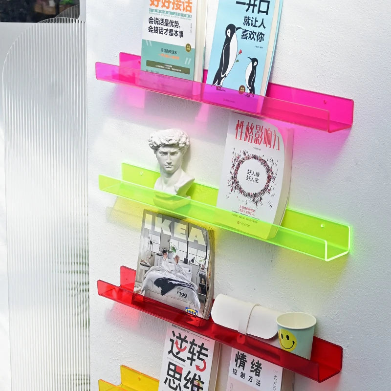 亚克力书架定制店家居壁挂式时尚装饰亚克力展示架