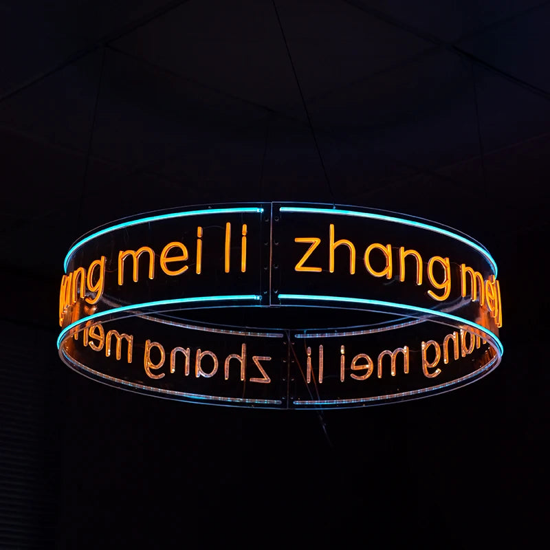 商店酒吧室内天花板装饰，圆形霓虹灯，发光二极管发光标志，吊灯，定制