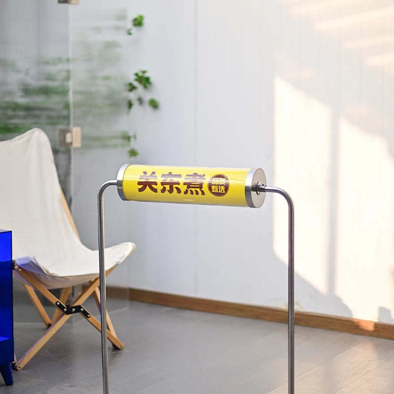 亚克力圆柱形发光灯箱不锈钢支架彩色发光标牌可定制