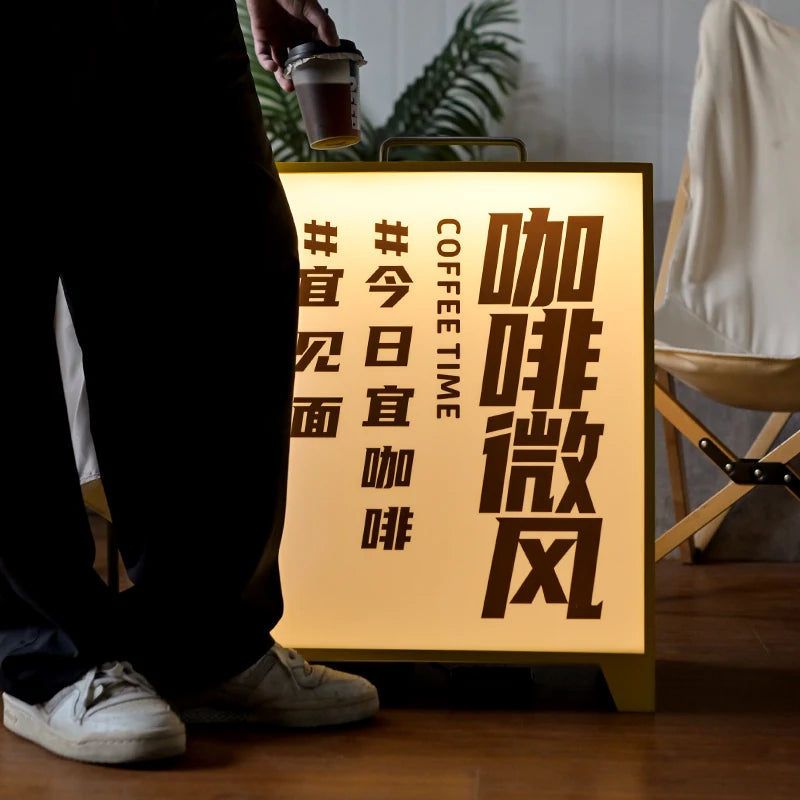 定制户外A形广告灯箱，户外落地防水灯箱站立标志
