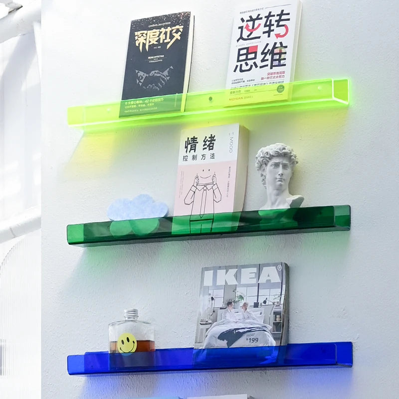 亚克力书架定制店家居壁挂式时尚装饰亚克力展示架