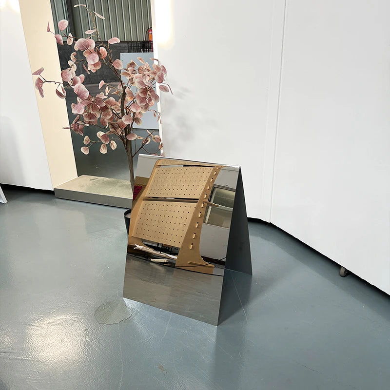 定制60X40CM镜面不锈钢一体式双面A板地板展示板