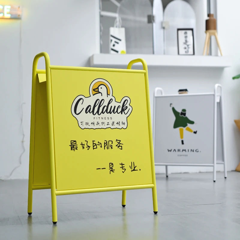 互联网名家咖啡店户外防雨双面落地式展示板