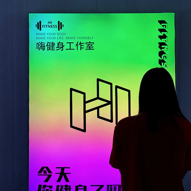 时尚方形软膜广告灯箱，带移动遥控器 & 动态RGB定制
