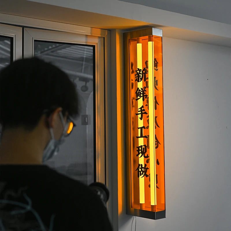 侧挂式双面透明橙色亚克力灯箱3D亚克力立体文字内容定制