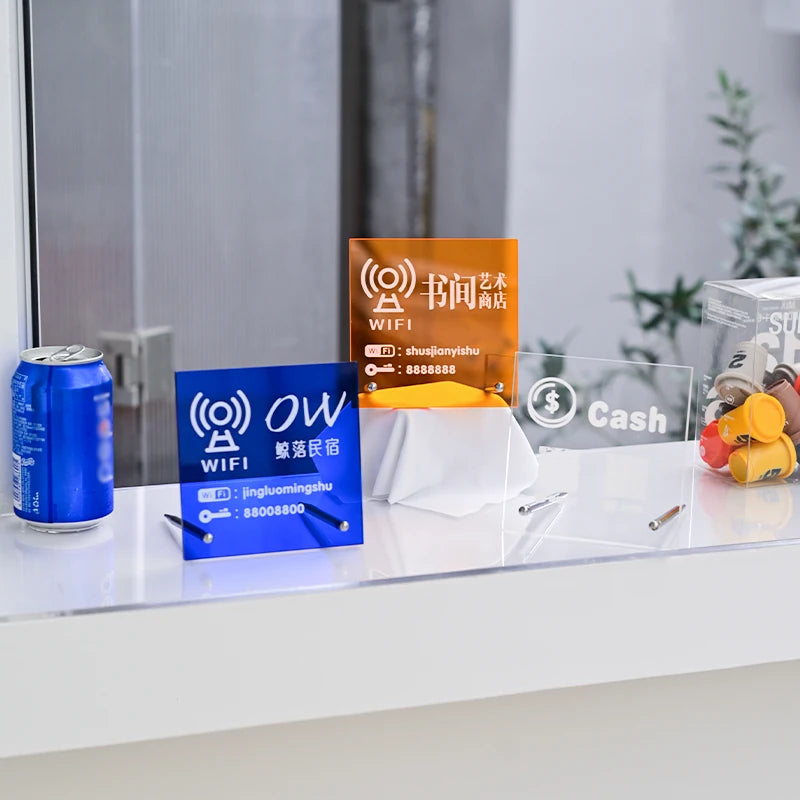 亚克力桌面招牌价格WIFI提醒温馨提醒招牌定制